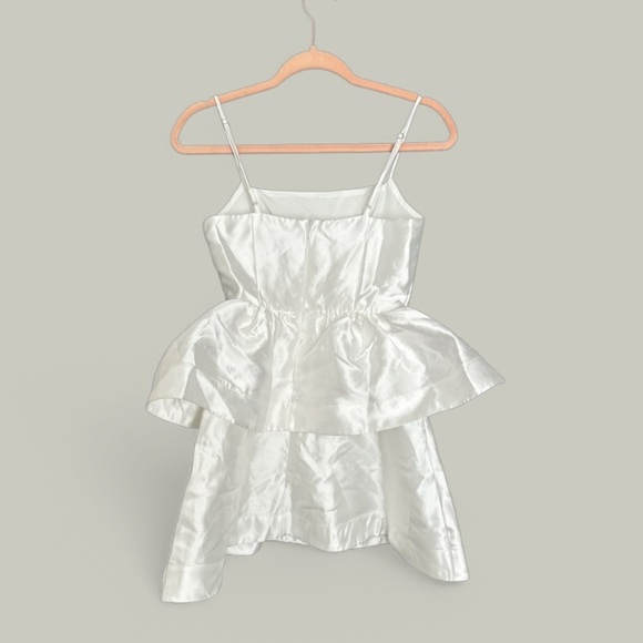 Lulus Bubbly Charm White Taffeta Tiered Ruffled Mini Dress Size XSmall - Picture 4 of 6
